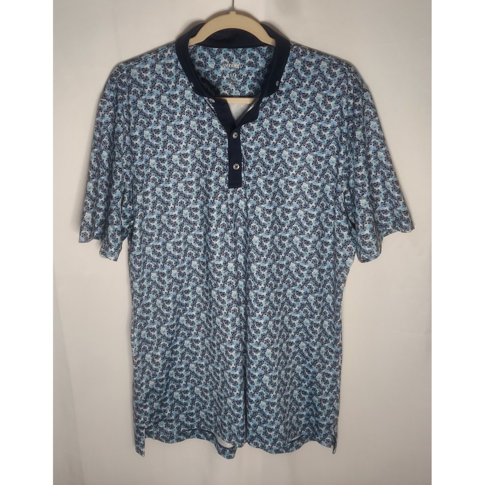 Johnnie-O Mens Malibu Blue 'Taz' Performance Printed Golf Polo Shirt Size Medium